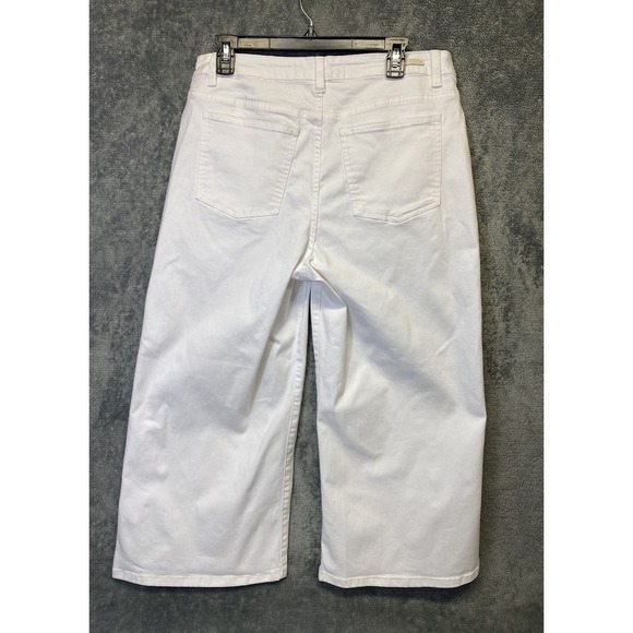 Soft Surroundings Ultimate Denim Wide Leg Crop White Jeans Women's Size 10 - Picture 5 of 11